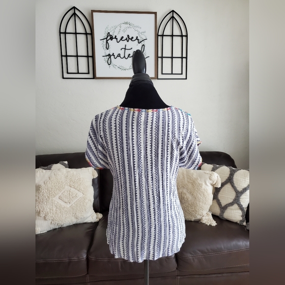 Savanna Jane Embroidered Multi Media Blouse Boho Chic Women's Size S Retro - Picture 6 of 12